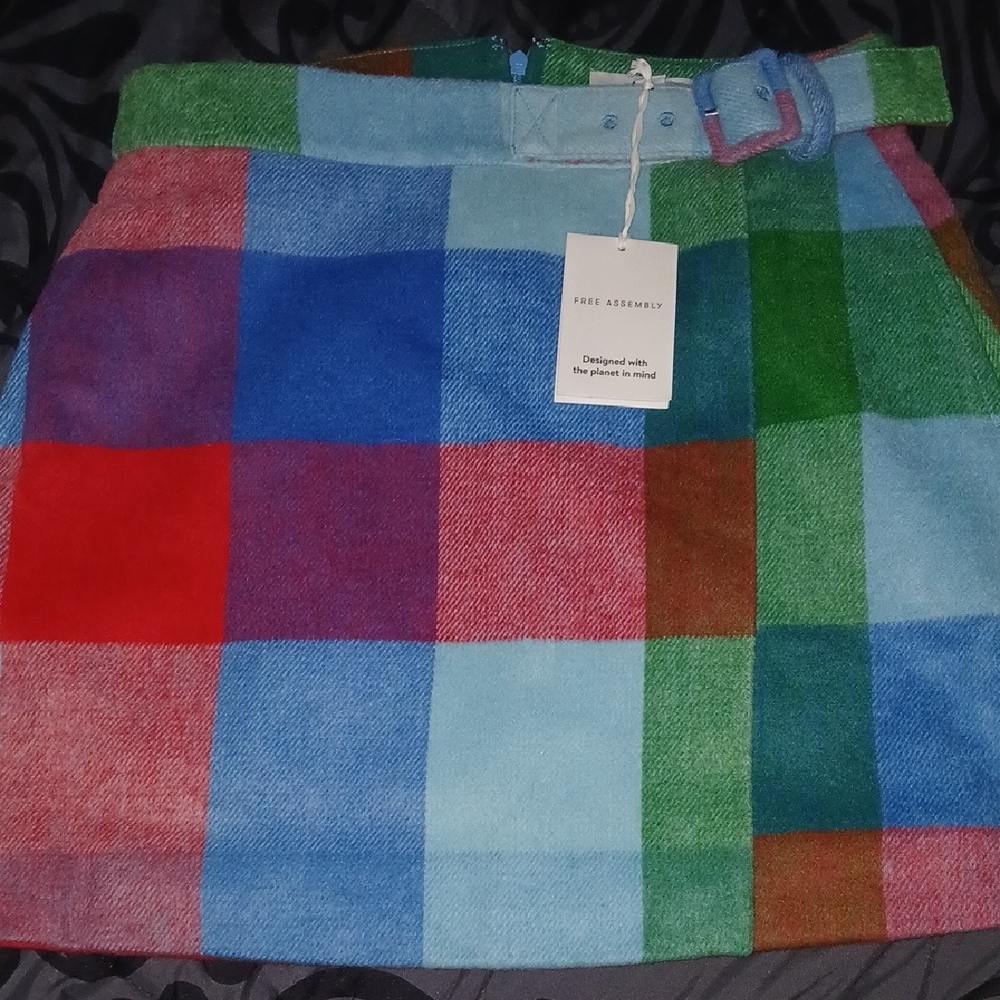 Vibrant Plaid Mini Skirt by Free Assembly